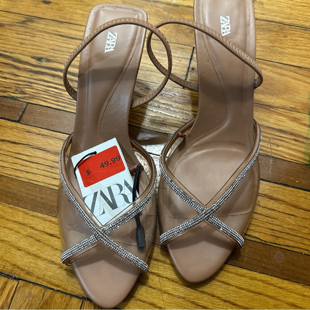 Zara Beige Strappy Heels